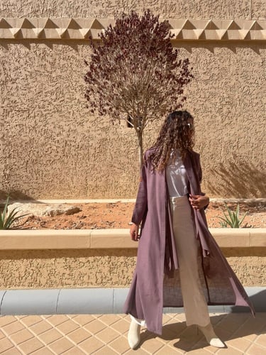 عباية خامة لينن لون موف