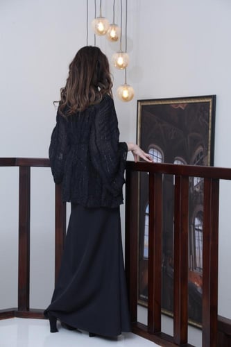 فستان سهرة اسود قطعتين