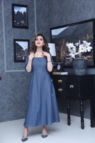 فستان جينز خامة قطن