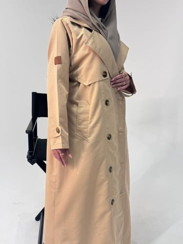 ترنش عباية خامة كتان ثقيل لون أسود وبيج وكحلي وبني