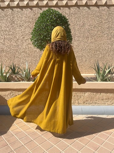 عباية خامة لينن لون خردل