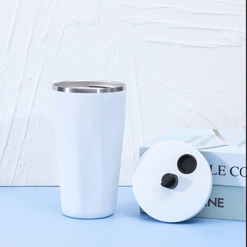 كوب حافظ حرارة استيل ابيض 600 مل