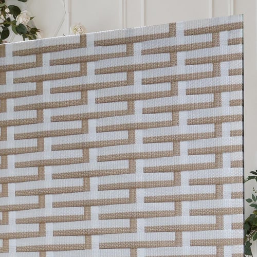 بارتشن قماش 3 دلفة ابيض بيج