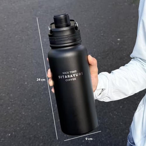 مطارة ماء استيل اسود 600 مل