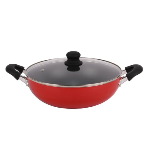 مقلي عميق غطاء زجاج بيدين مقاس 24 سم