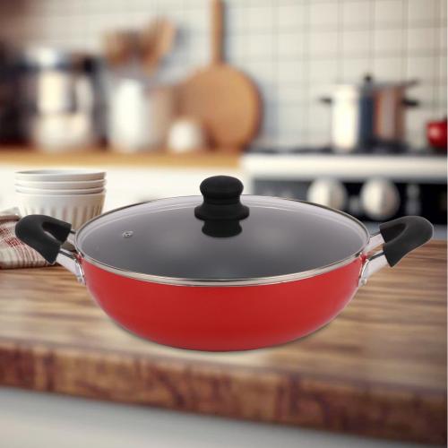 مقلي عميق غطاء زجاج بيدين مقاس 24 سم