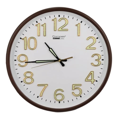 ساعة حائط دائرية الشكل 43 سم بني