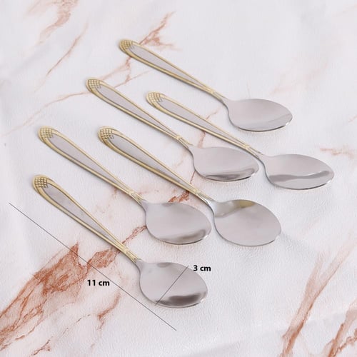ملاعق حلا استيل ذهبي فضي 6ح