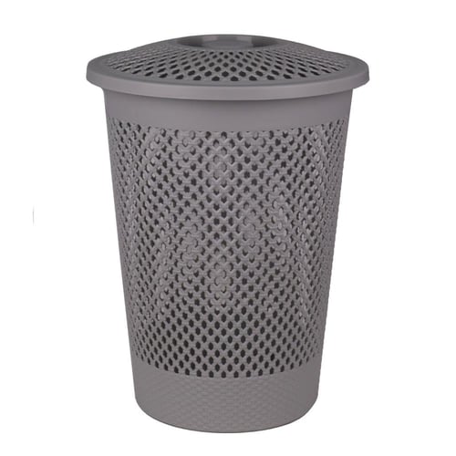 سله ملابس مخرم رمادي مع غطا 45*43.5 سم