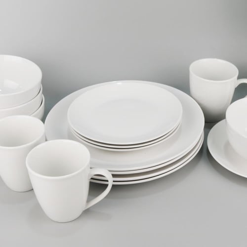 طقم سفرة سيراميك ابيض 16قطعة