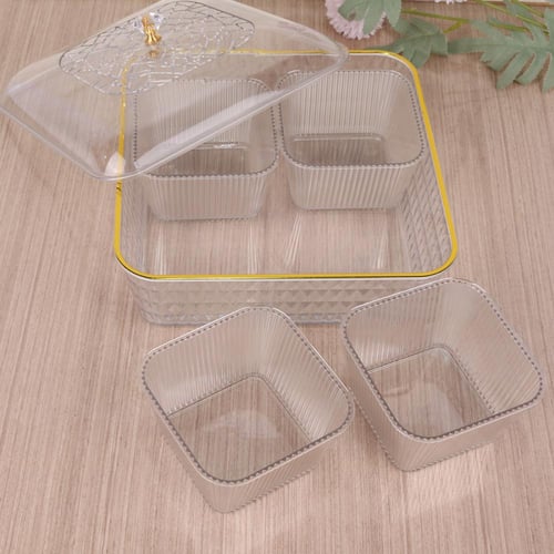 علب مكسرات بلاستيك مربع مقسم 4 خانة