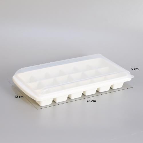 قالب ثلج بلاستيك ابيض مستطيل 18 خانة