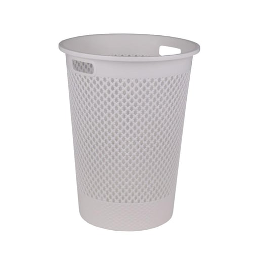 سله ملابس مخرم مع غطا ابيض 43.5*45 سم