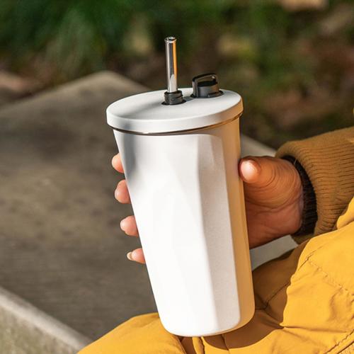 كوب حافظ حرارة استيل ابيض 600 مل