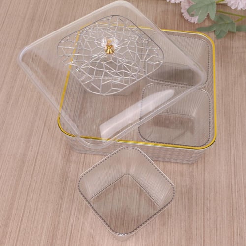 علب مكسرات بلاستيك مربع مقسم 4 خانة