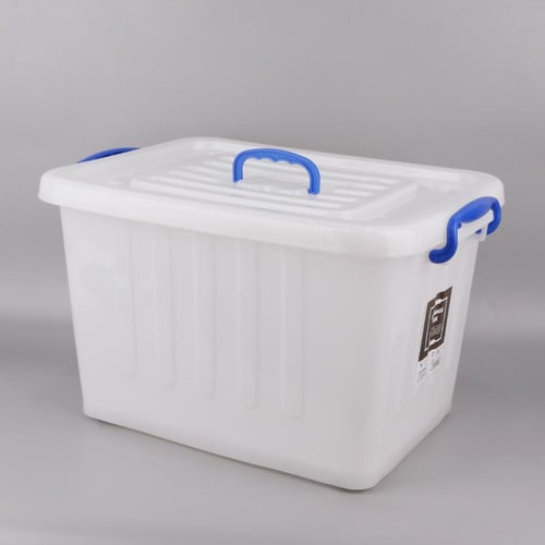 صندوق 180L بلاستيك ابيض مع غطا يد ازرق مقاس 81*62*...