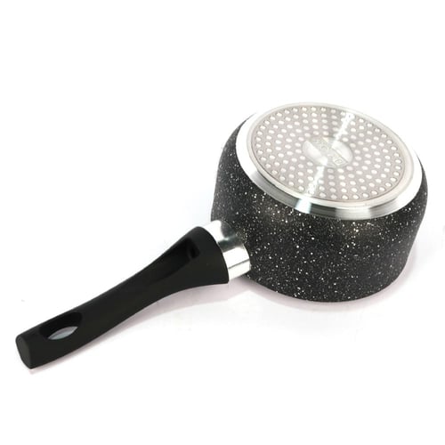 طقم قدور جرانيت اسود غطاء زجاج 10 قطعة