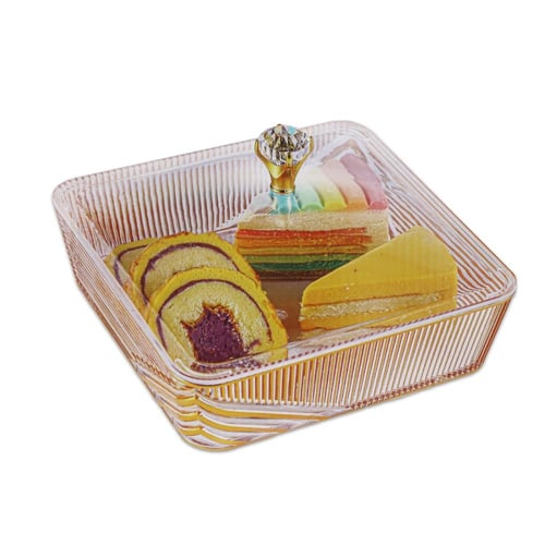 صواني اكريلك مذهب مربع بغطاء