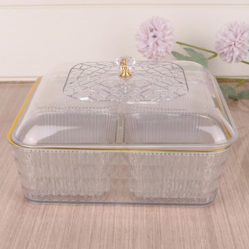 علب مكسرات بلاستيك مربع مقسم 4 خانة