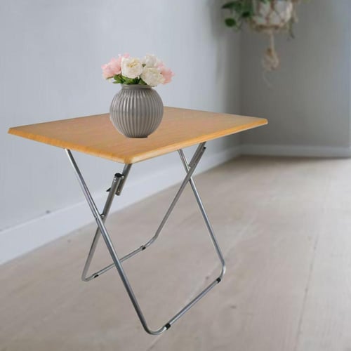 طاولة خشب مستطيل رجول حديد مقاس 90*90*4.5سم