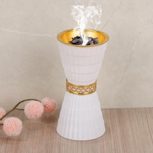 مبخر زجاج ابيض مذهب 18CM