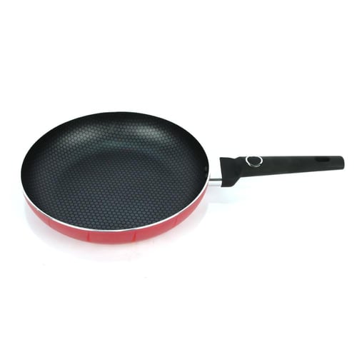 مقلاة مدور بيد طويل مقاس احمر مخطط 32 سم