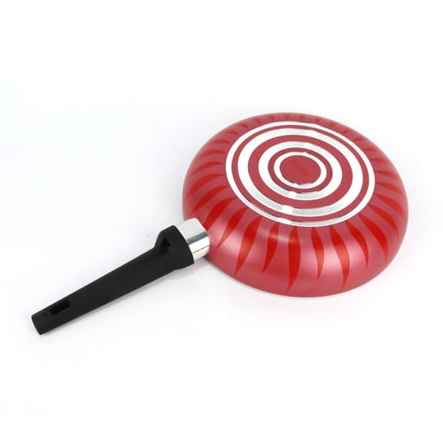 مقلاة مدور بيد طويل مقاس احمر مخطط 28سم