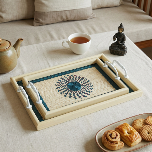 تباسي خشب مستطيل 2ح نقش تراثي