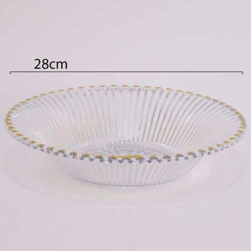 صحون فواكهة بلاستيك مدور شفاف قلوب ذهبي