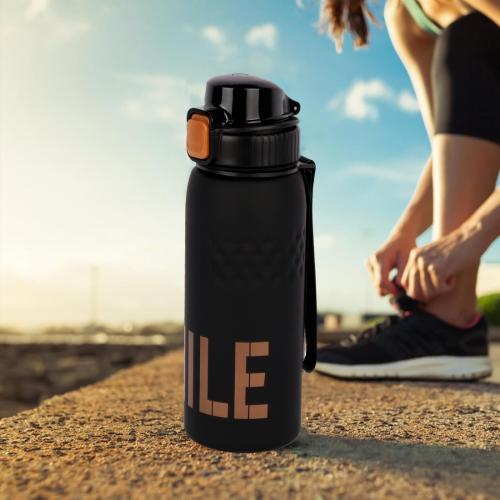 مطارة ماء بلاستيك رياضية لون اسود 1000 مل