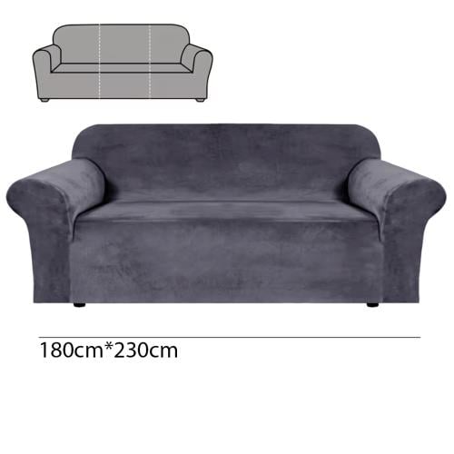 تلبيسة كنب مخمل رمادي 3 قطعة