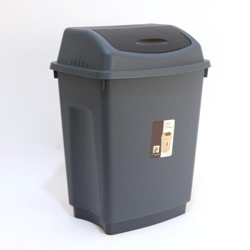 درام زبالة بلاستيك رمادي بغطاء 40 لتر