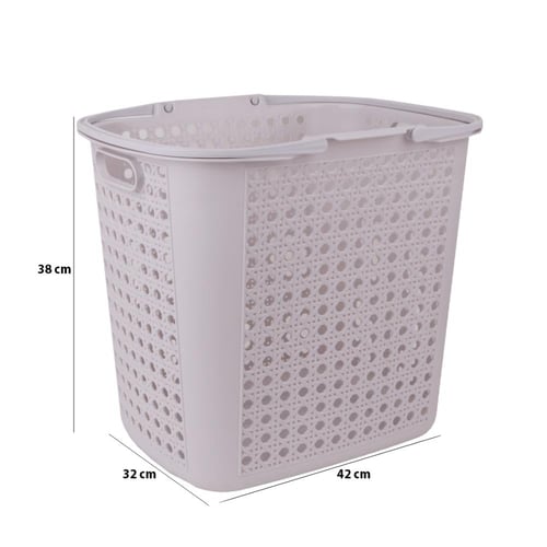 سلة ملابس مع مسكة يد لون بيج مقاس 42*32*38