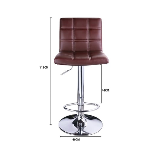 كرسي بوفيه جلد لون بني مع مسند الظهر