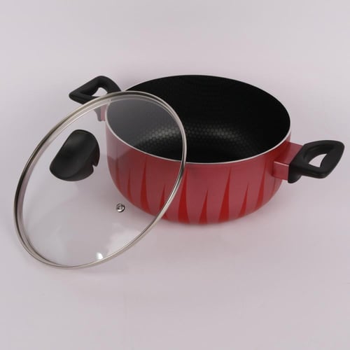 طقم قدور تيفال احمر زجاج 7 قطعة