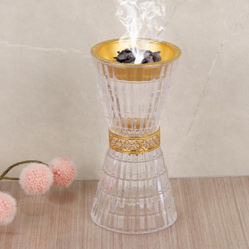 مبخر زجاج مذهب شفاف 18CM