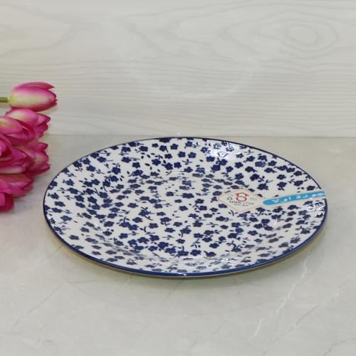 صحون سيراميك مدور نقش ازرق 10.5 انش