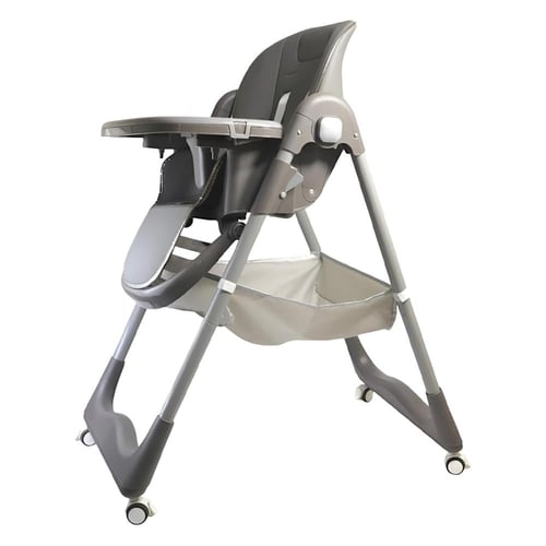 كرسي طعام اطفال رمادي