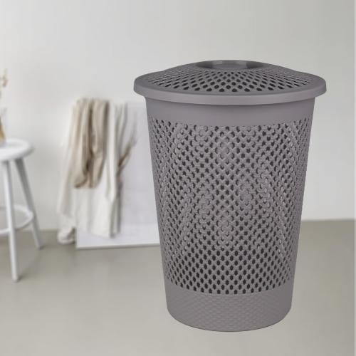 سله ملابس مخرم رمادي مع غطا 45*43.5 سم