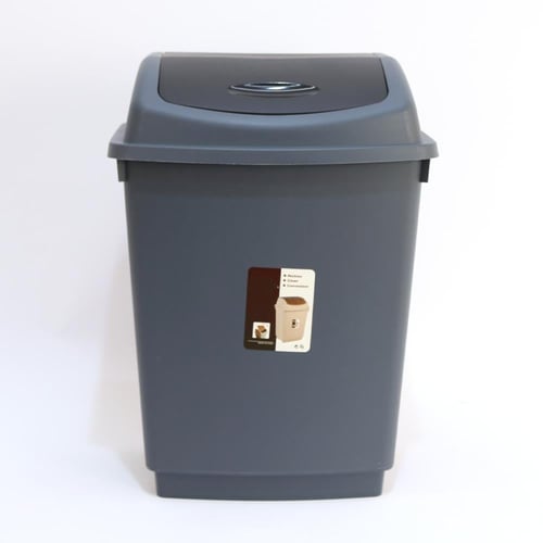 درام زبالة بلاستيك رمادي بغطاء 10 لتلر