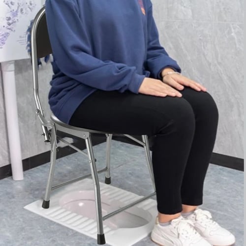 كرسي مرحاض اسود مع مسند ظهر