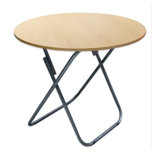 طاولة خشبية مستديرة قابلة للطي بأرجل حديد مقاس 60x...