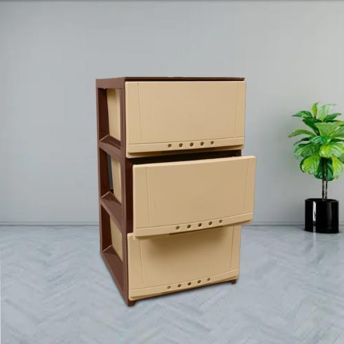 طقم ادراج بلاستيك 3 دور بيج/بني