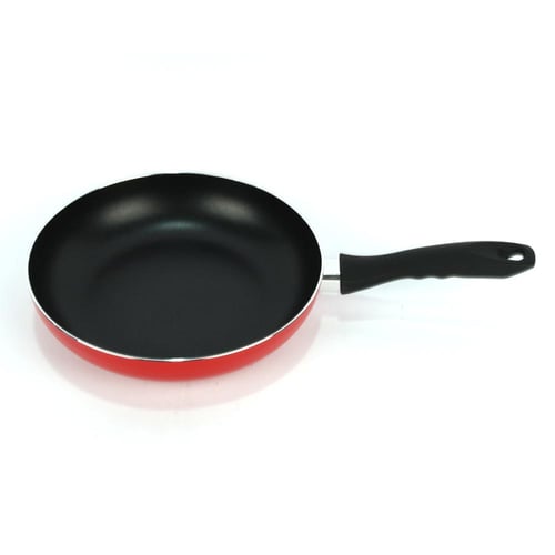 مقلاة مدورغطاء زجاج بيد طويل مقاس احمر سادة 30 سم