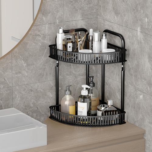 رف شامبو زاوية حديد اسود 2 دور