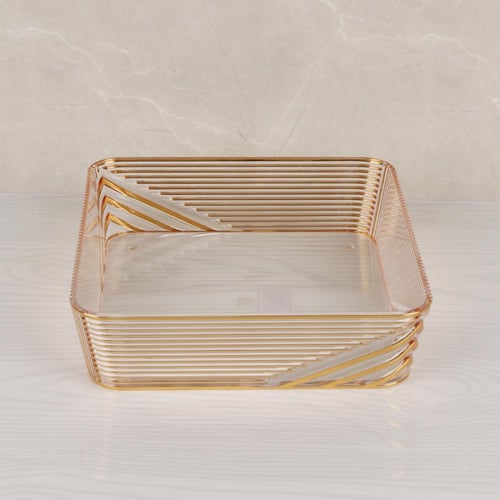 صواني اكريلك مذهب مربع بغطاء