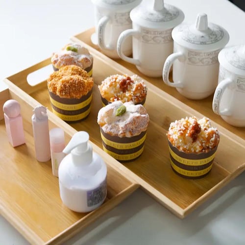 تباسي تقديم خشب مستطيل بمسكة يدين