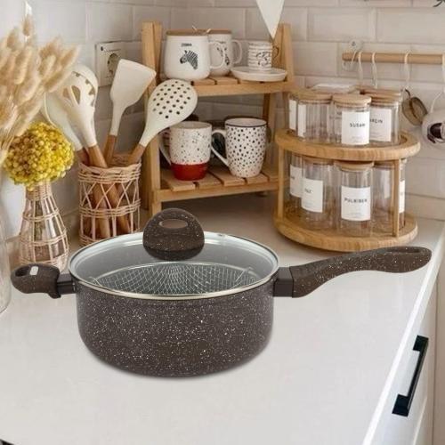 قدور جرانيت غطاء زجاج مقاس 26سم