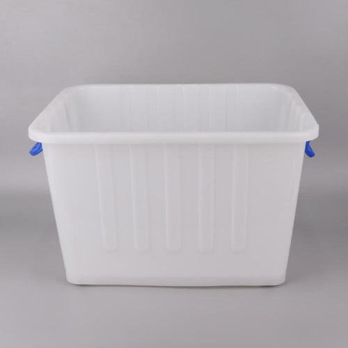 صندوق بلاستيكي للتخزين مع غطاء ومقابض وعجلات - أبي...