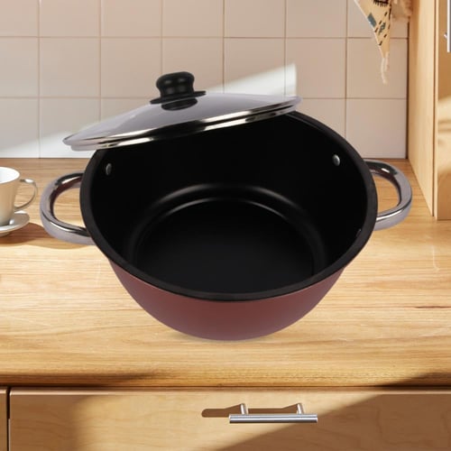 قدر تيتانيوم عميق بمسكة يدين غطاء زجاج 28 سم